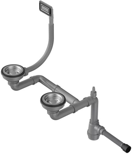 Арматура для полуторачашевых моек Omoikiri WK-1.5-UN-IN (4956778) с прямоугольным переливом, сталь