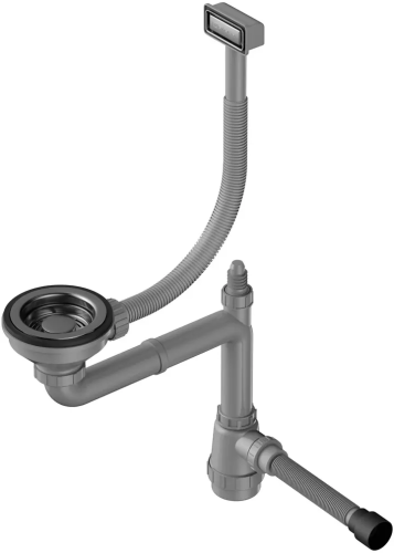 Арматура для одночашевых моек Omoikiri WK-1-GM (4956483) с прямоугольным переливом, вороненая сталь