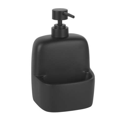 Дозатор для жидкого мыла WasserKRAFT Elbe (K-8499BLACK) с емкостью для губки, черный
