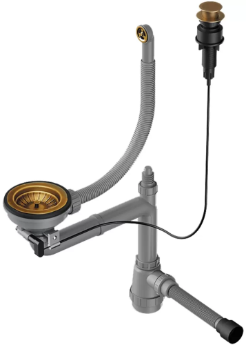 Арматура для одночашевых моек Omoikiri WK-1CL-R-AB022 (4956615) с круглым переливом, античная латунь