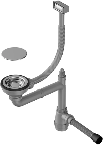 Арматура для одночашевых моек Omoikiri WK-1C-IN (4956472) с прямоугольным переливом и декоративным элементом для корзины, сталь