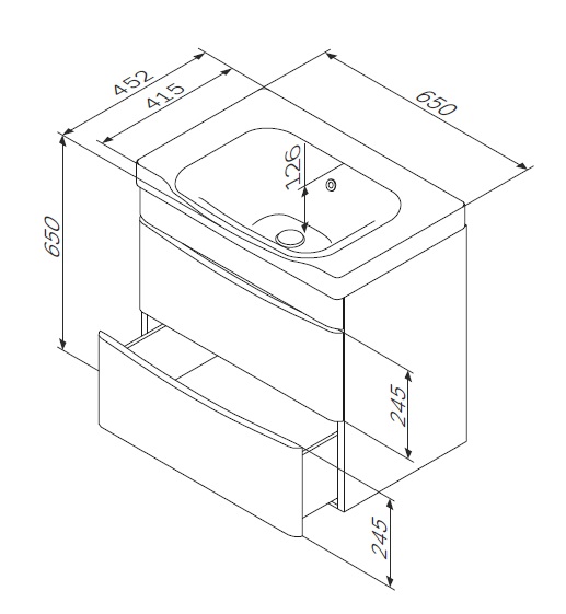 Тумба под раковину подвесная 65 см, Am.Pm Like (M80FHX0652WG)