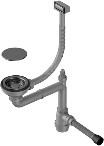 Арматура для одночашевых моек Omoikiri WK-1C-GM (4956474) с прямоугольным переливом и декоративным элементом для корзины, вороненая сталь