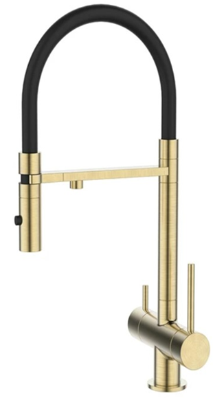 Смеситель для кухни с фильтром и гибким изливом DQ Kitchen (DA1462507Gold) золото матовое