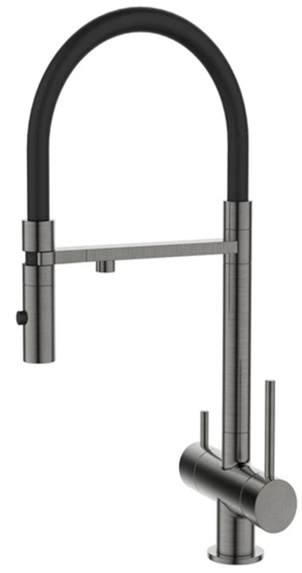 Смеситель для кухни с фильтром и гибким изливом DQ Kitchen (DA1462506Grey) черный графит
