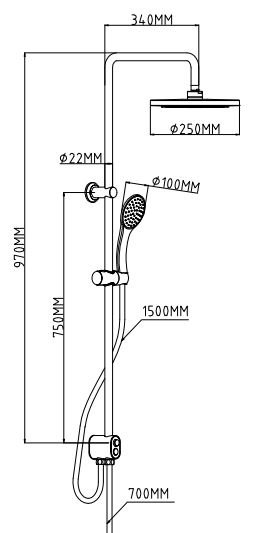 Душевая система для душа ESKO (ST1550 Black) без излива, черная