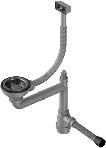 Арматура для одночашевых моек Omoikiri WK-1-S-GM (4956492) со скрытым прямоугольным переливом, вороненая сталь