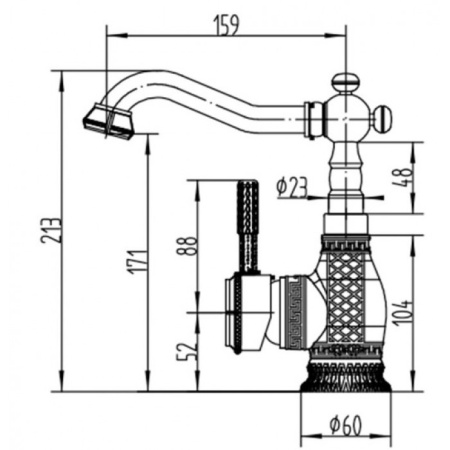 Смеситель для раковины ZORG Antic (A 314U-BR), античная бронза