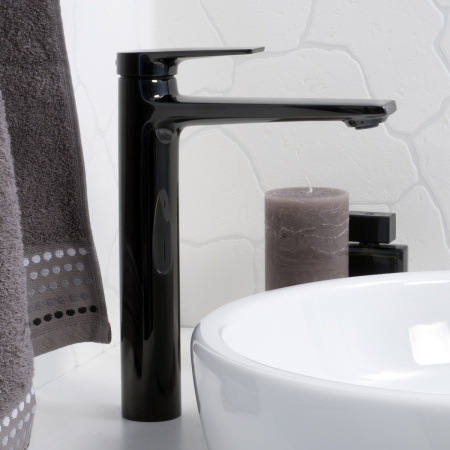 Смеситель для накладной раковины WasserKRAFT Glan (6603H) черный глянец