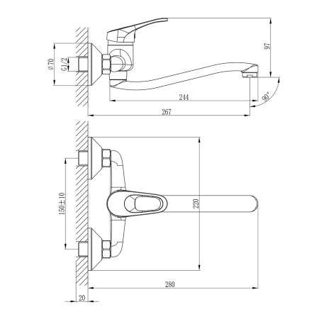 Смеситель для кухни ROSSINKA Silvermix Серия B (B35-23)