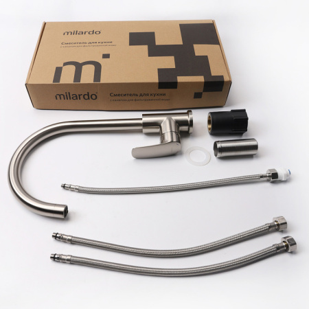 Смеситель для кухни с каналом для фильтрованной воды Milardo Rora (RORBNFJM05), сатин