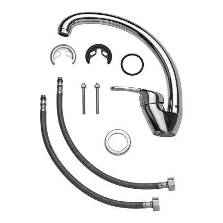 Смеситель для кухни AQUEDUC (345384) с поворотным изливом  и боковой ручкой, хром