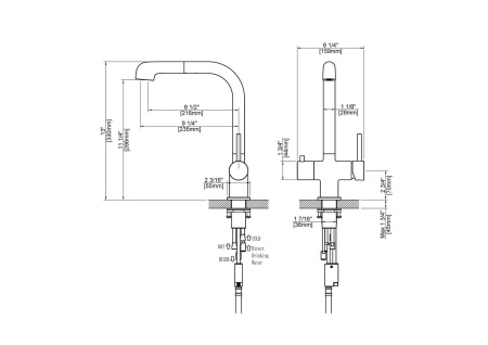 Смеситель для кухни Timo Saona (2346/02FL) с подключением фильтра и выдвижной лейкой, антик