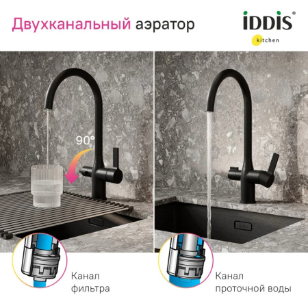 Смеситель для кухни IDDIS Pure (PURBLFJi05) черный Смеситель для кухни IDDIS Pure (PURBLFJi05) черный