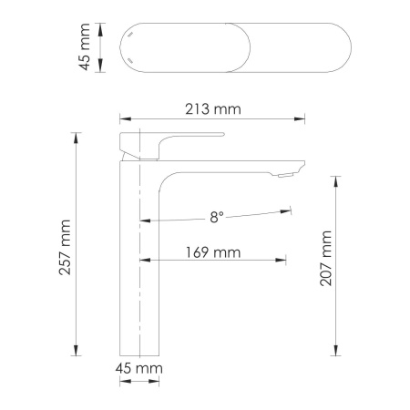 Смеситель для накладной раковины WasserKRAFT Elbe (7403H) черный матовый