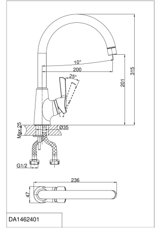 Смеситель для кухни DK Rhein.Schiller (DA1462401)