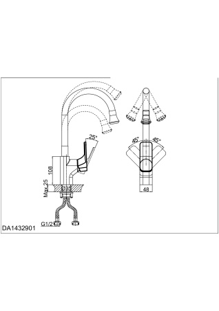 Смеситель для кухни DK Berlin.Humboldt (DA1432912) с гибким изливом, зеленый-хром