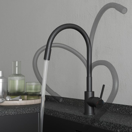 Смеситель для кухни с гибким изливом Milardo Meal (M01BL0FM05), черный