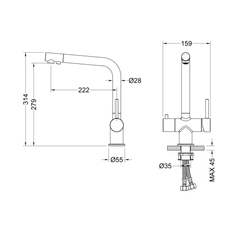 Смеситель для кухни Timo Saona (2396/03F) с подключением фильтра, черный