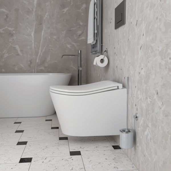 Эргономичный подвесной безободковый унитаз D&K Bamberg (DT1556516), с сиденьем микролифт