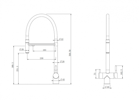 Смеситель для кухни ABBER Wasser Kreis (AF81141) с подключением к фильтру и выдвижной лейкой