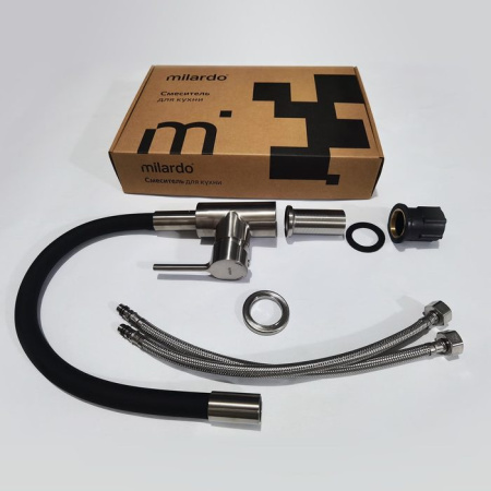 Смеситель для кухни с гибким изливом Milardo Meal (M01BN0FM05), сатин