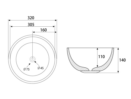 Раковина накладная круглая ABBER серия Bequem (AC2106) белая
