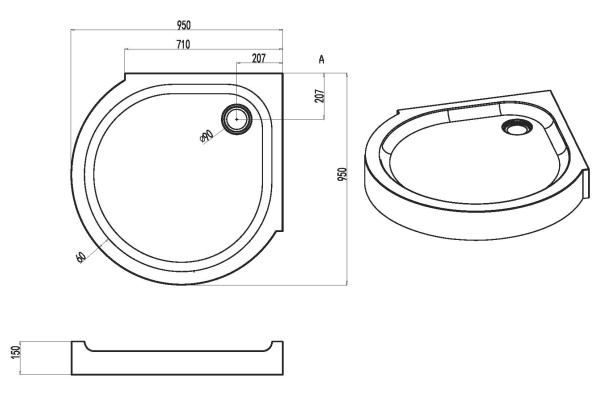 Душевой поддон Am.Pm Like (W83T-333-095W)