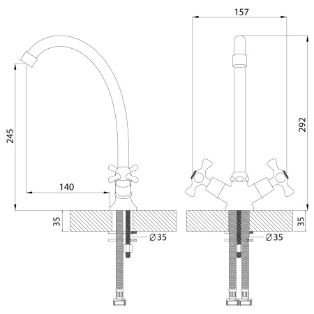 Смеситель для кухни ROSSINKA Silvermix Серия H (H02-71)