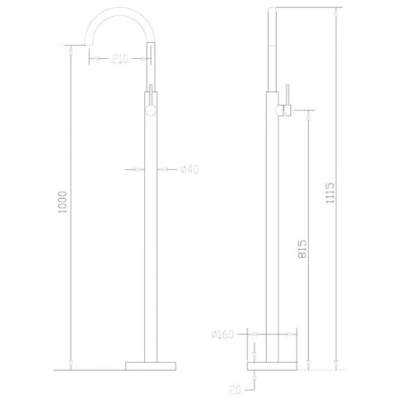 Напольный смеситель для раковины ABBER Wasser Kreis (AF8141B) черный матовый