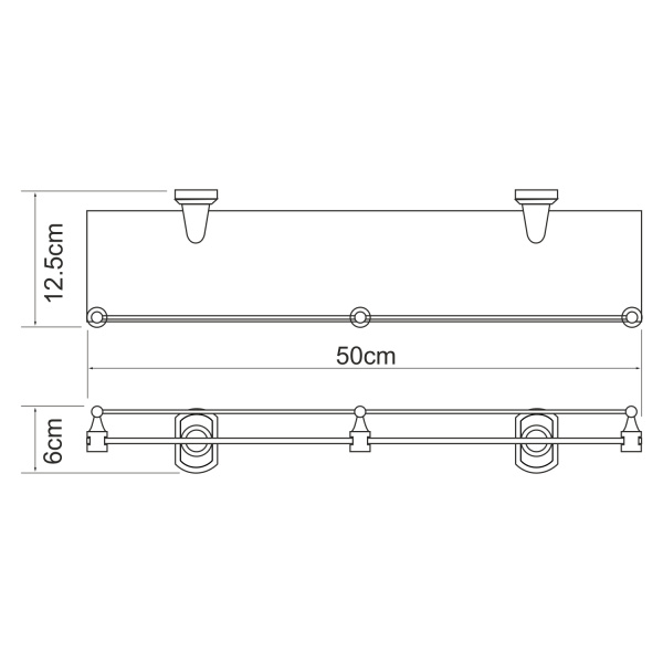 Полка стеклянная с бортиком WasserKRAFT  Oder (K-3044)