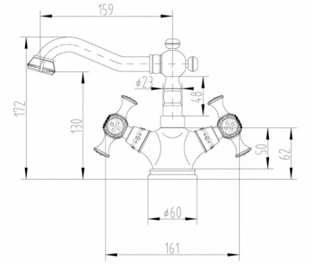 Смеситель для умывальника ZORG Antic (A 7009U-SL) античное серебро