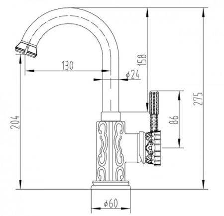 Смеситель для раковины ZORG Antic (A 113U-BR), античная бронза
