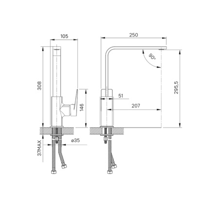 Смеситель для кухни IDDIS Bridge (BRDSB00i05)