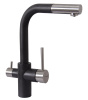 Смеситель для кухни с фильтром и выдвижной лейкой FLORENTINA Кристалл(333.32H.2123.102), чёрный