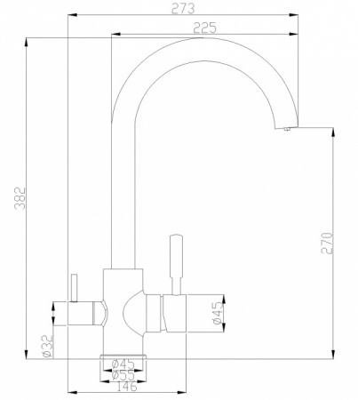 Смеситель для кухни с подключением к фильтру ZORG Steel Hammer SH 713 BLACK BR) черный/бронза