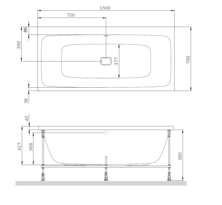 Ванна акриловая 150х70 см Am.Pm Func (W84A-150-070W-A)