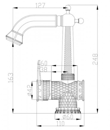 Смеситель для раковины ZORG A 412U-BR, античная бронза