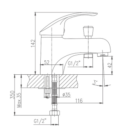 Смеситель на борт ванны Haiba (HB1221)