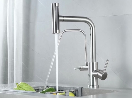 Смеситель для кухни ZORG Steel Hammer (SH 091 PVD BRONZE) с подключением к фильтру и выдвижным изливом, бронзовый