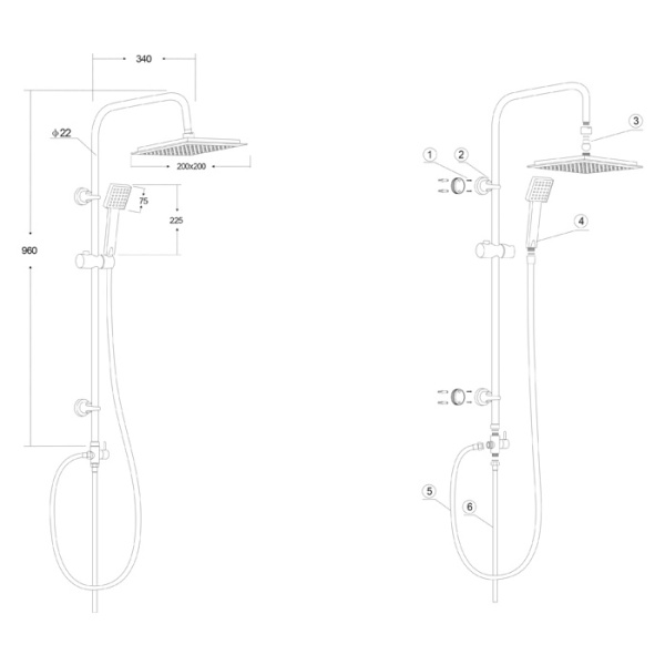 Душевая система Osgard Grunan (10070) без смесителя