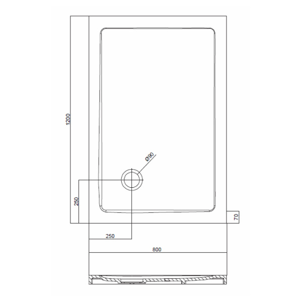 Поддон без бортика Am.Pm Spirit Slim Square (W7AT-MSS0-120W)