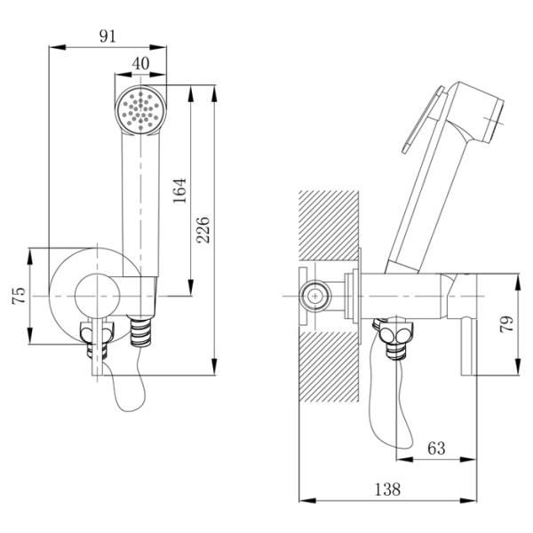 Встраиваемый смеситель с гигиеническим душем Osgard Dalalven (83053) Встраиваемый смеситель с гигиеническим душем Osgard Dalalven (83053)