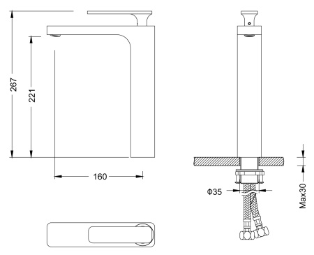 Смеситель для накладной раковины Timo Torne (4311/03F) черный