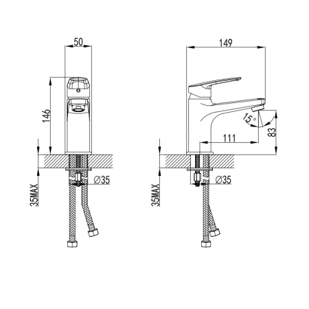 Смеситель для умывальника MILARDO Niagara (NIASB00M01)