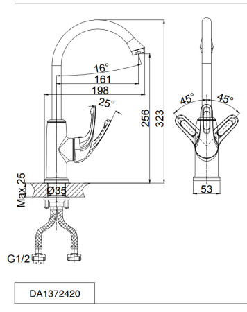Смеситель для кухни DK Rhein.Eucharius (DA1372420) антрацит