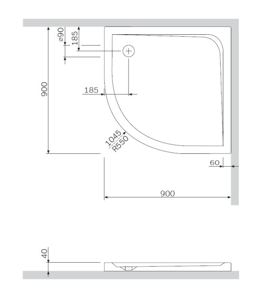 Поддон с бортиком Am.Pm Spirit Slim Round (W7AT-GSR0-090W)