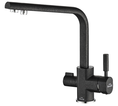 Смеситель для кухни с подключением к фильтру ZORG Steel Hammer (SH 909 BLACK CR) черный