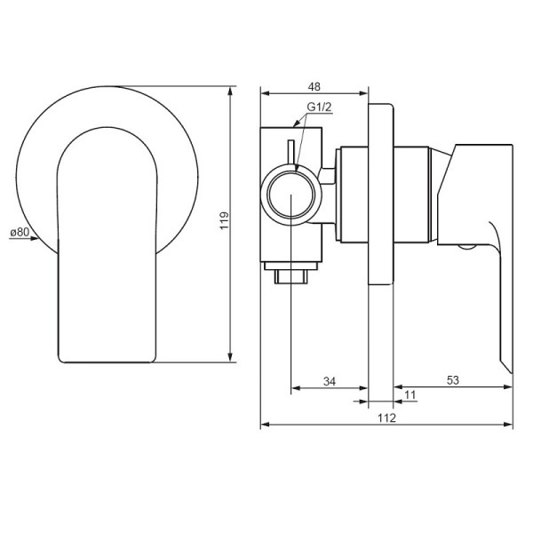 Встраиваемый смеситель для душа DAMIXA Apollo (477500000) без излива