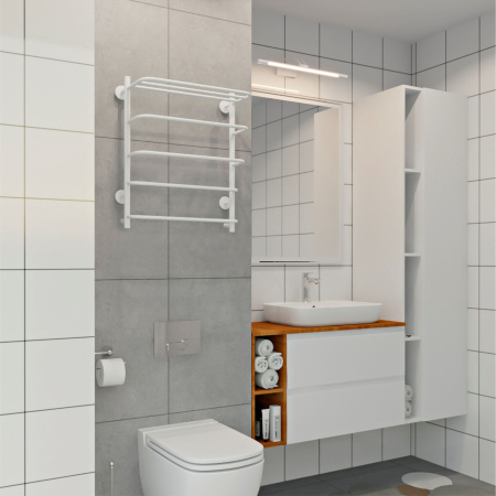 Полотенцесушитель электрический 600х500 INDIGO Hit (LHE60-50WMR) универсальное подключение, с полкой, белый